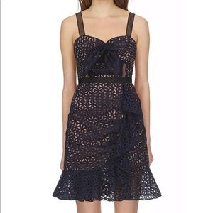 Self Portrait Navy floral petal broderie